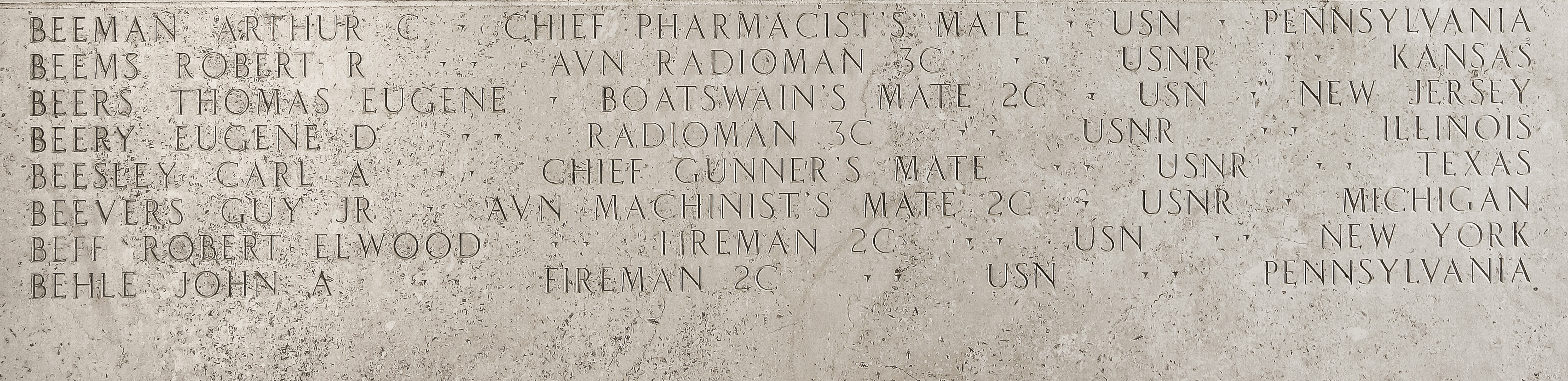 Arthur C. Beeman, Chief Pharmacist's Mate